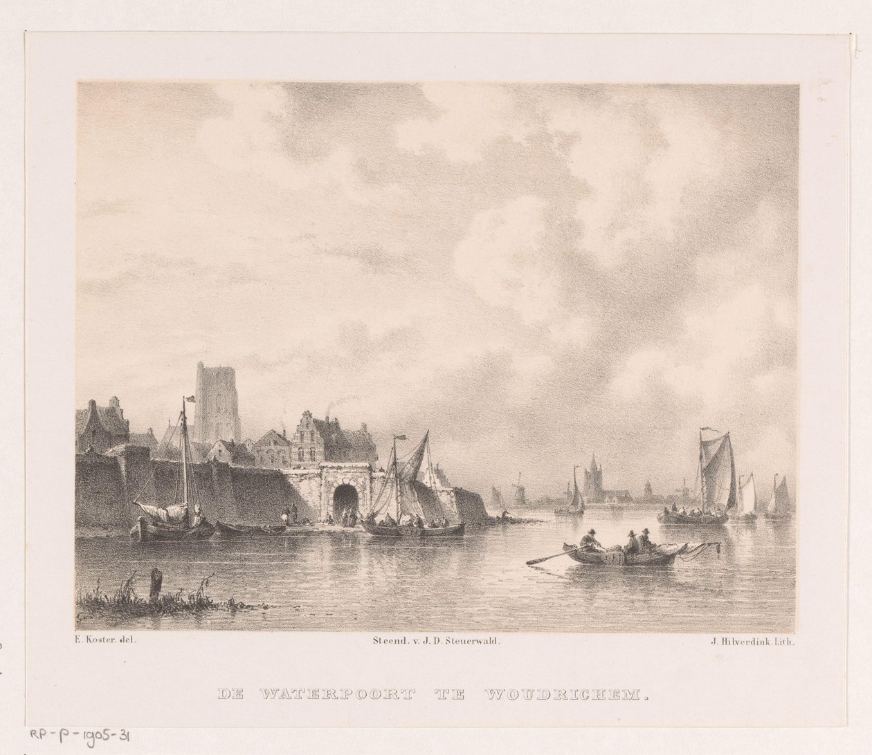 Water Gate i Woudrichem Waterpoort i Woudrichem (tittel på objekt) av Johannes Hilverdink