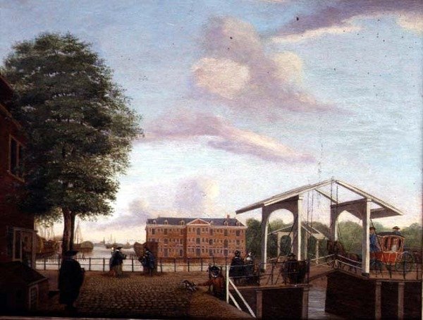 En kai ved en havn av Johannes Huibert (circle of) Prins