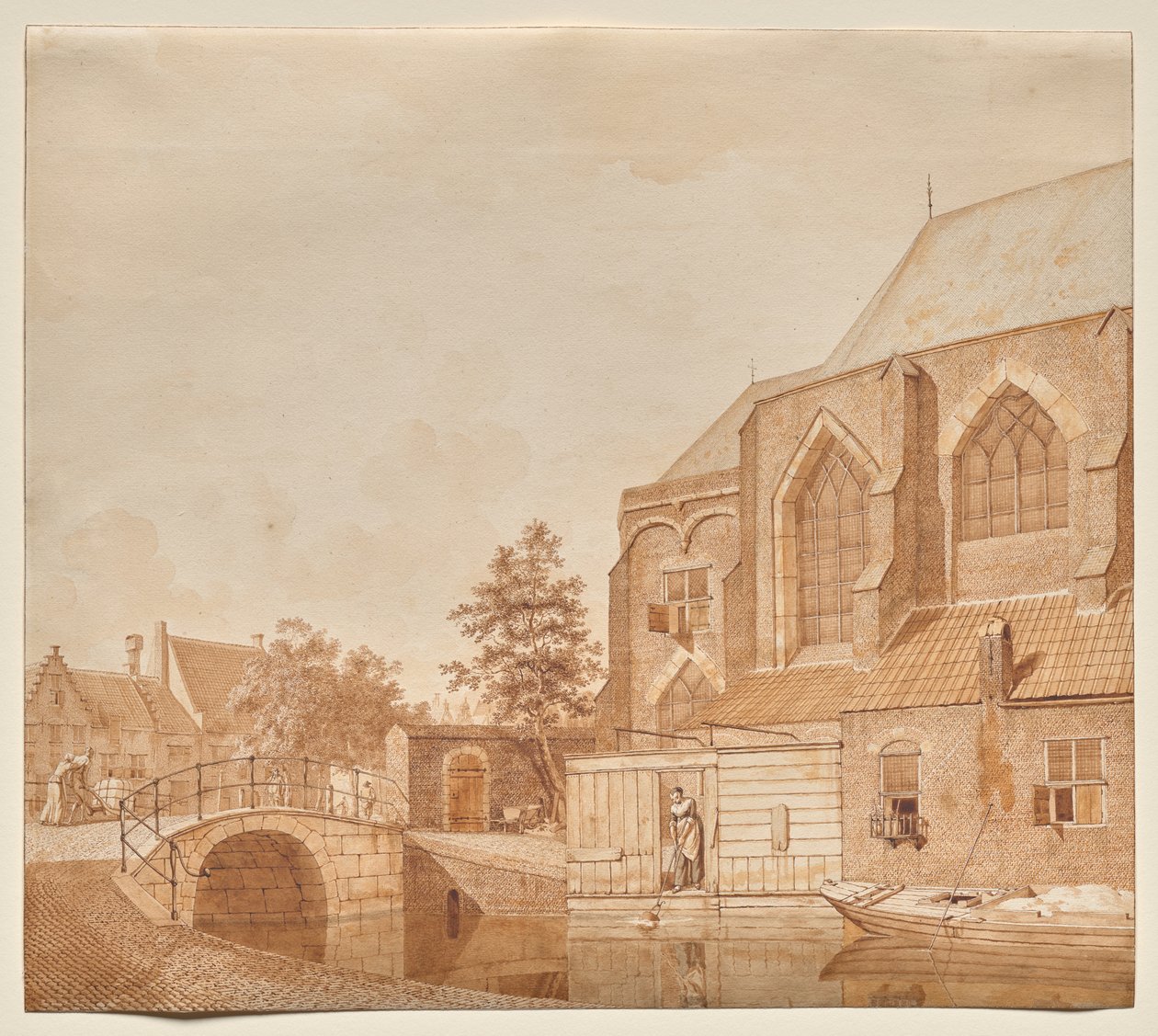 Utsikt over den nye kirken, Delft av Johannes Huibert Prins