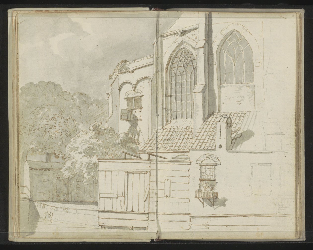 Baksiden av Nieuwe Kerk i Delft av Johannes Huibert Prins