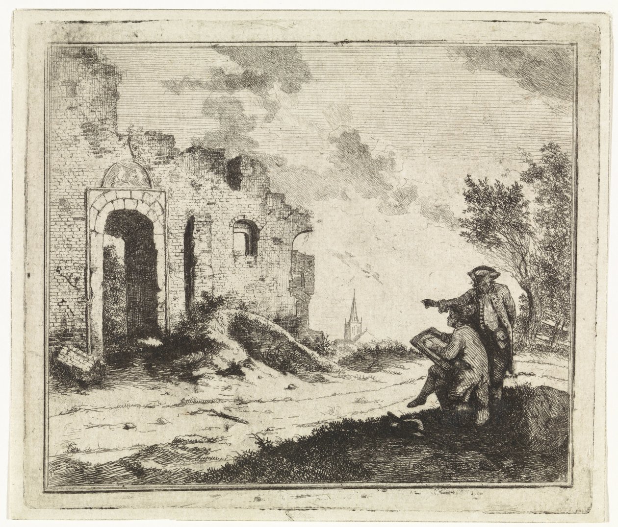 Tegner ved en ruin av Johannes Huibert Prins