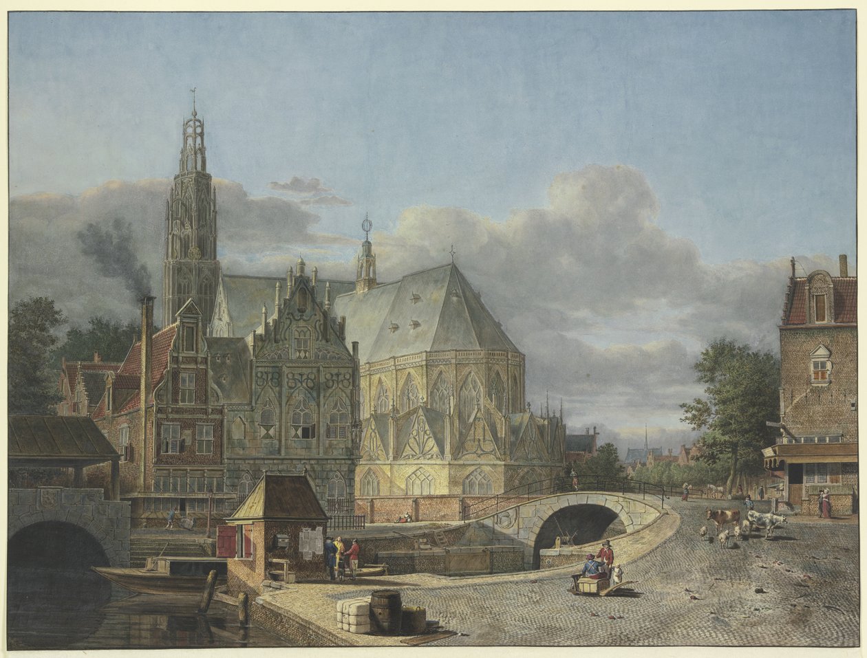 Utsikt over en nederlandsk by av Johannes Huibert Prins