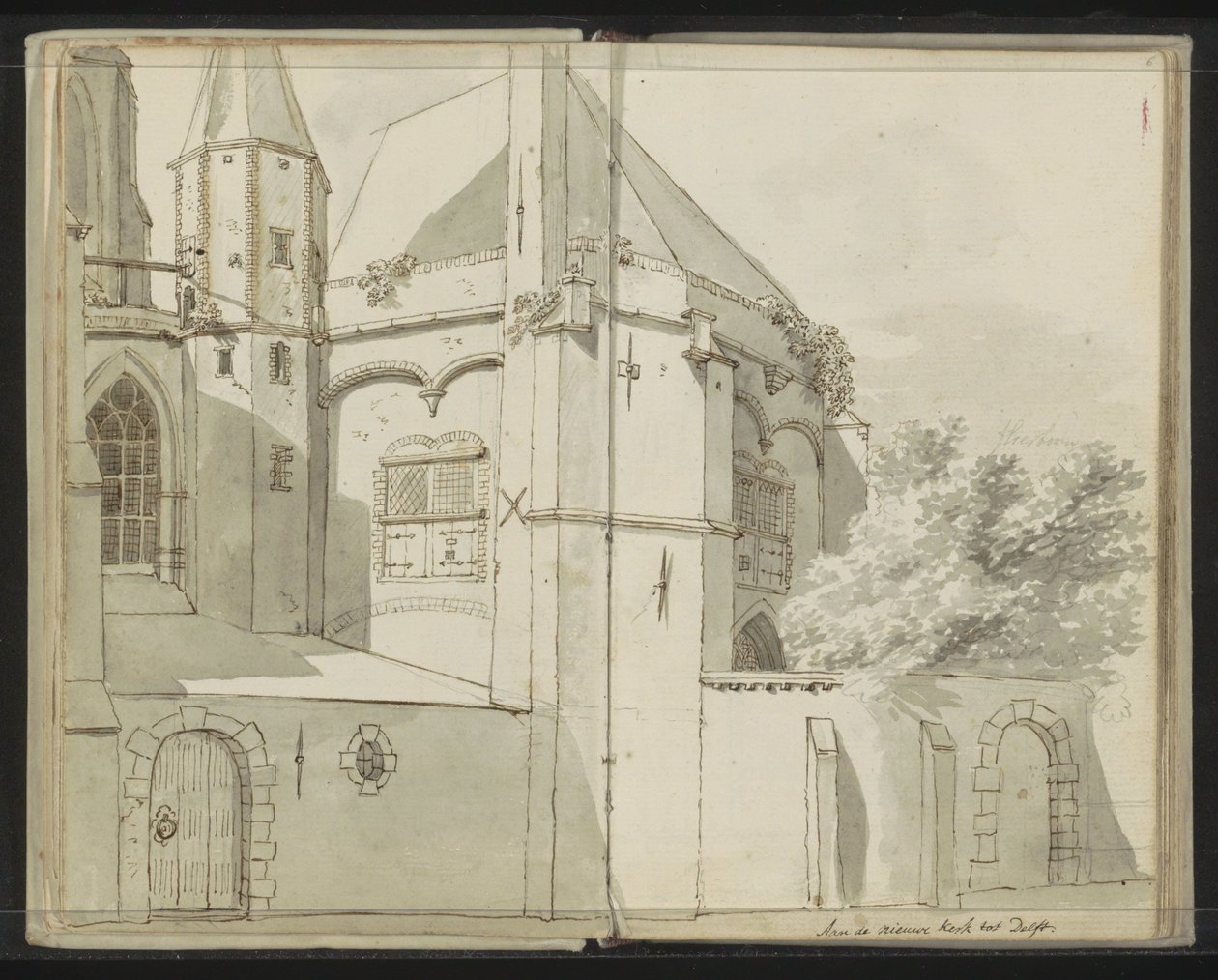 Sidevisning av Nieuwe Kerk i Delft av Johannes Huibert Prins
