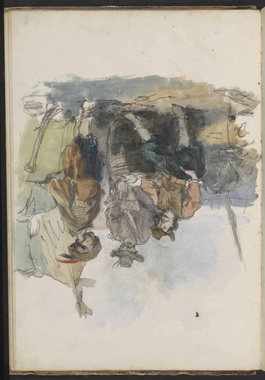 Tre menn på en kai av Johannes Huybertus van Hove Bzn