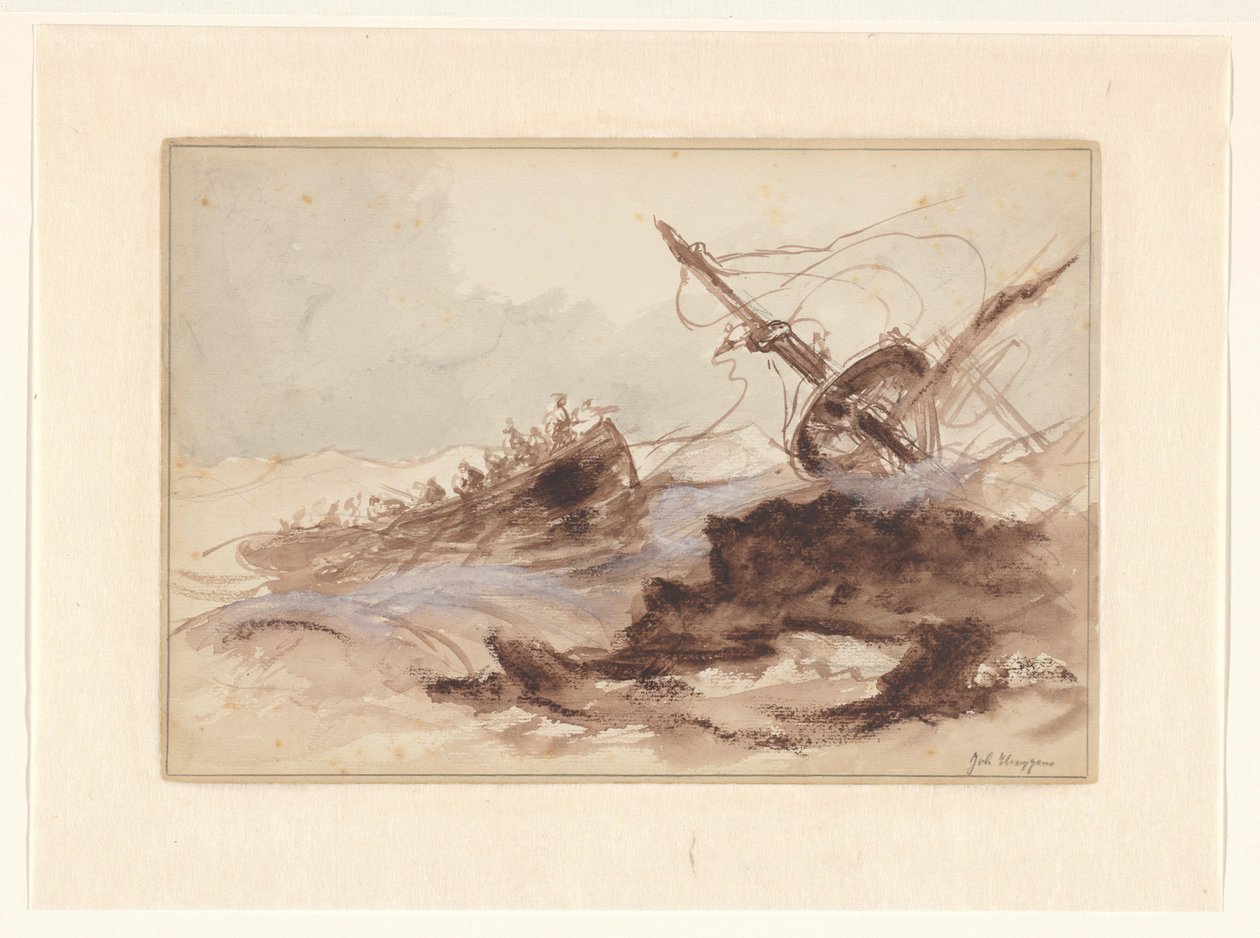 Skipsvrak av Johannes Huygens (signed by artist)