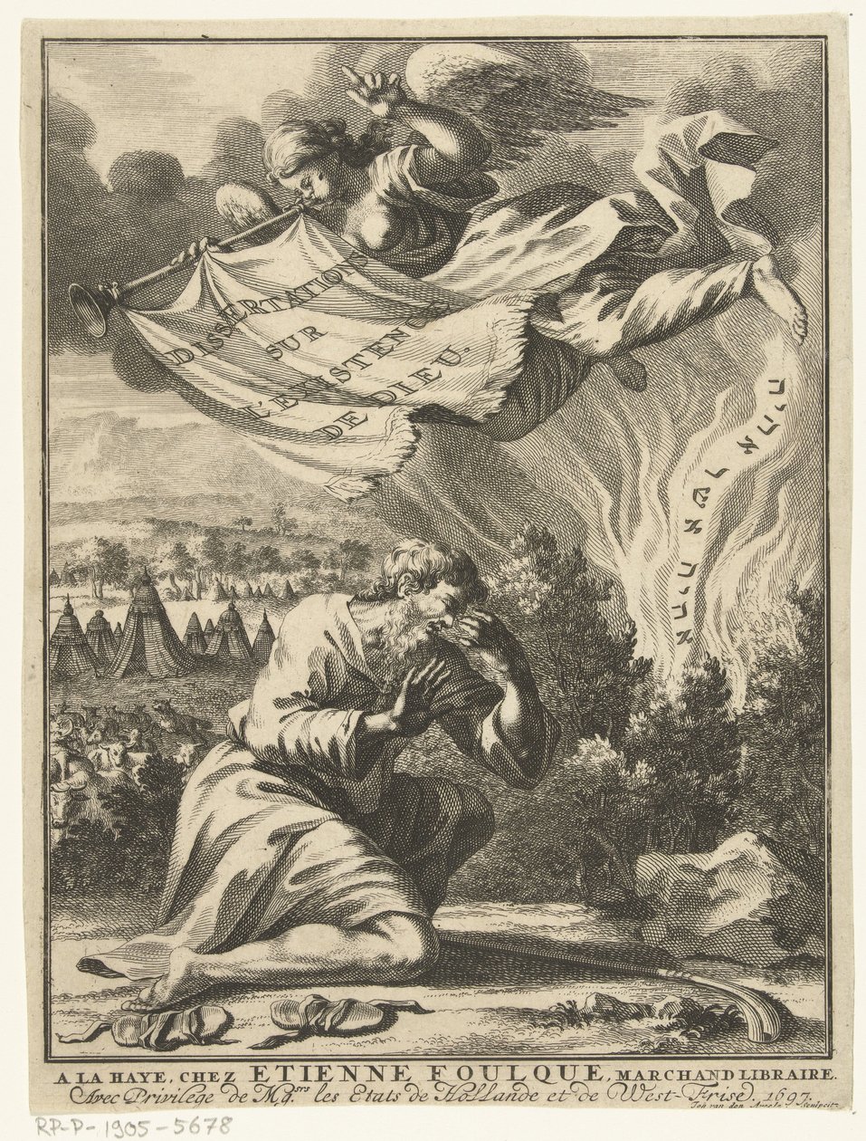 Moses ved den brennende busken Tittelside for Isaac Jaquelot, Dissertations sur l