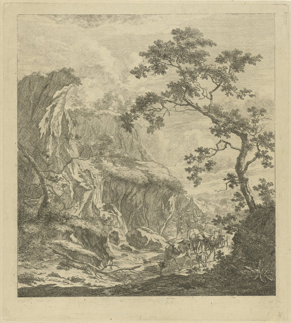 Fjelllandskap med storfe av Johannes Janson