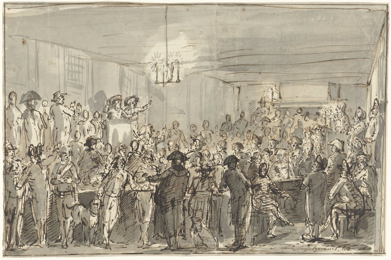 Et revolusjonært møte i Delft i 1795 av Johannes Jelgerhuis