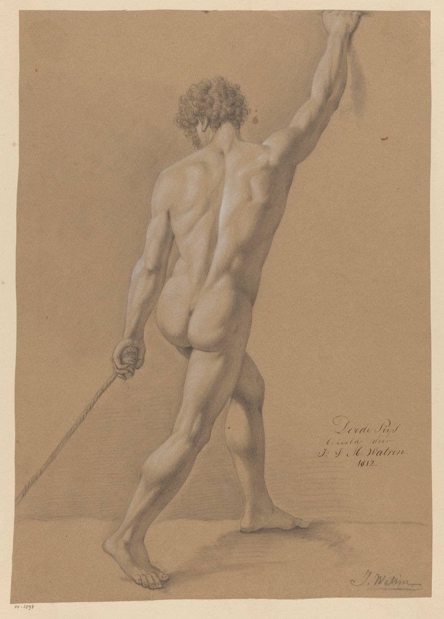 Stående naken mann, sett bakfra (3. premie 1812) av Johannes Joseph Maria Watrin