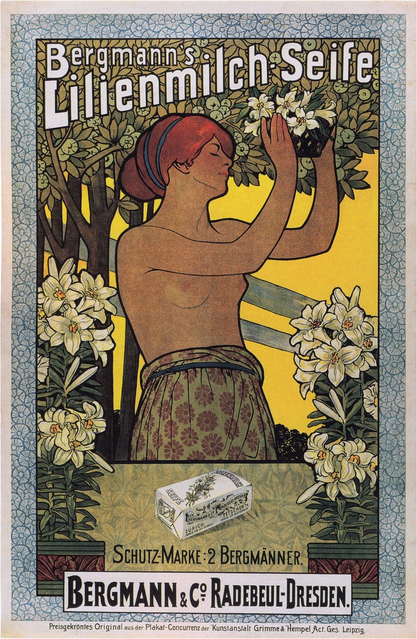 Bergmanns Lilienmilch-såpe, 1896 av Johannes Joseph Vincenz Cissarz