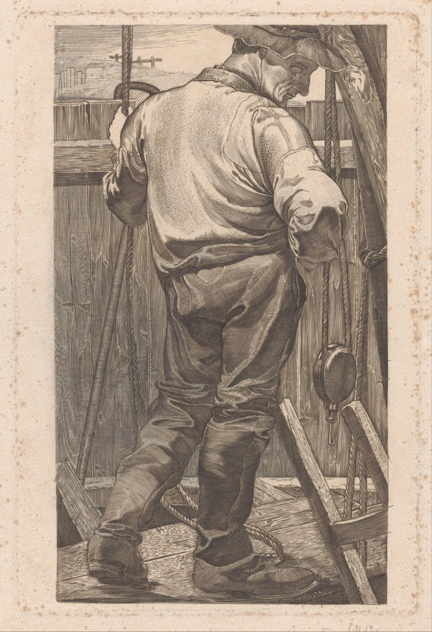 Arbeider ved et tregjerde av Johannes Josephus Aarts (signed by artist)