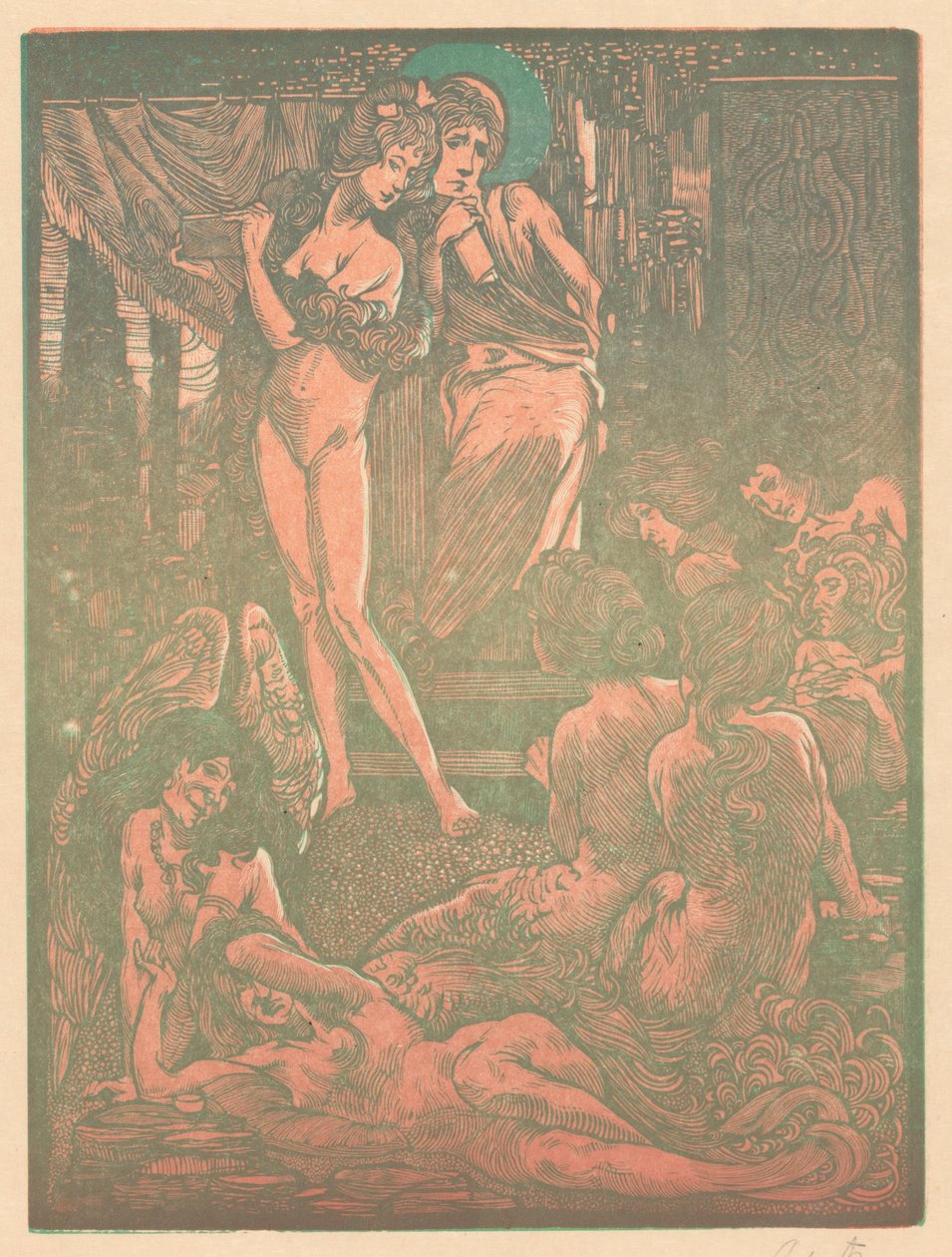 Ni fantastiske kvinneskikkelser av Johannes Josephus Aarts (signed by artist)
