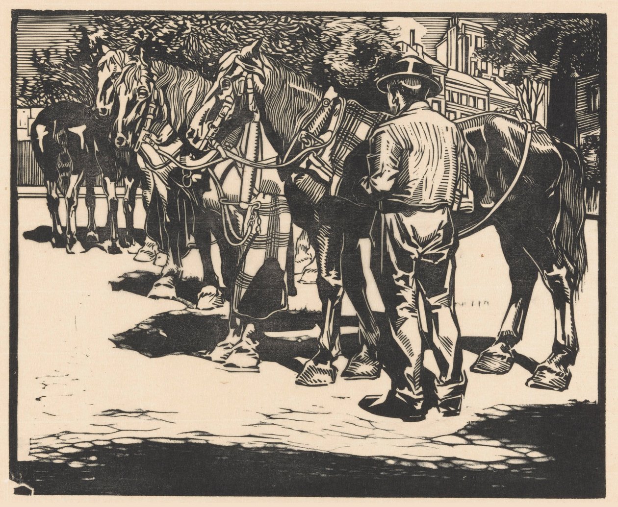 Ride hester på et torg av Johannes Josephus Aarts (signed by artist)