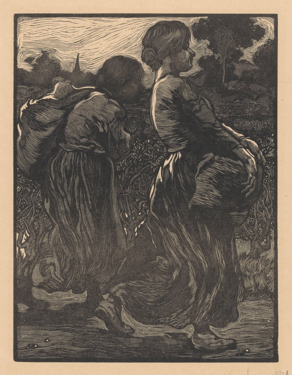 To gårdsarbeidere av Johannes Josephus Aarts (signed by artist)