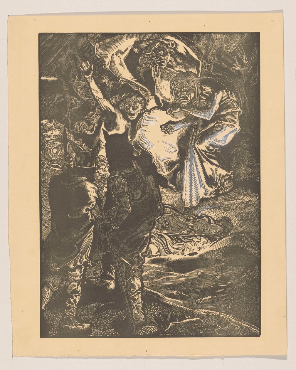 Macbeth og Banquo møter de tre heksene av Johannes Josephus Aarts