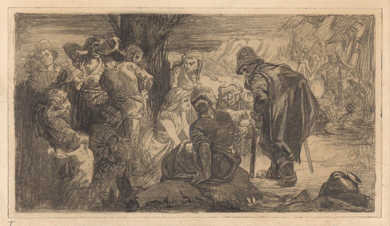 Menn, kvinner og barn ved et tre av Johannes Josephus Aarts