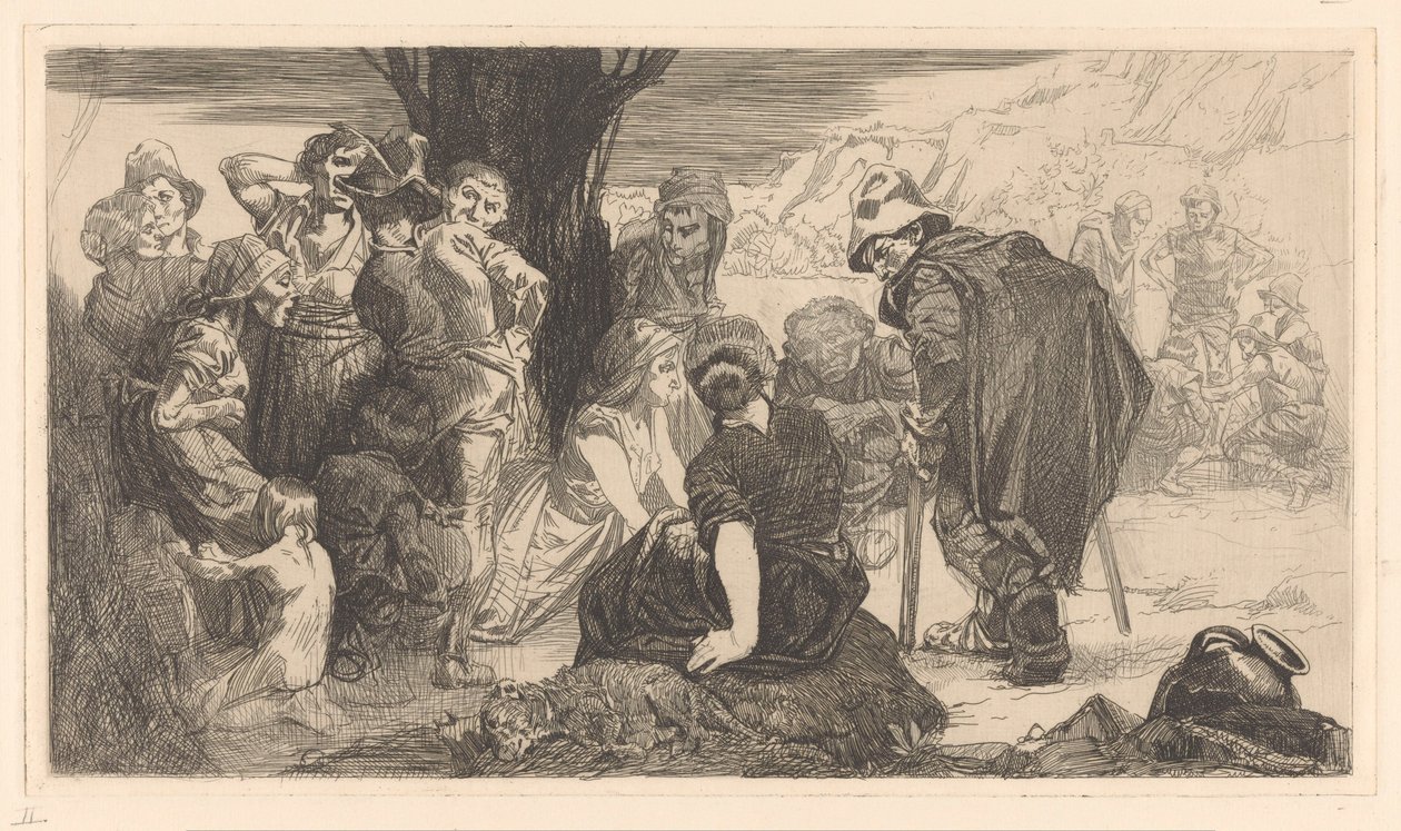Menn, kvinner og barn ved et tre av Johannes Josephus Aarts