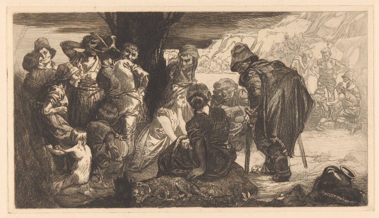 Menn, kvinner og barn ved et tre av Johannes Josephus Aarts