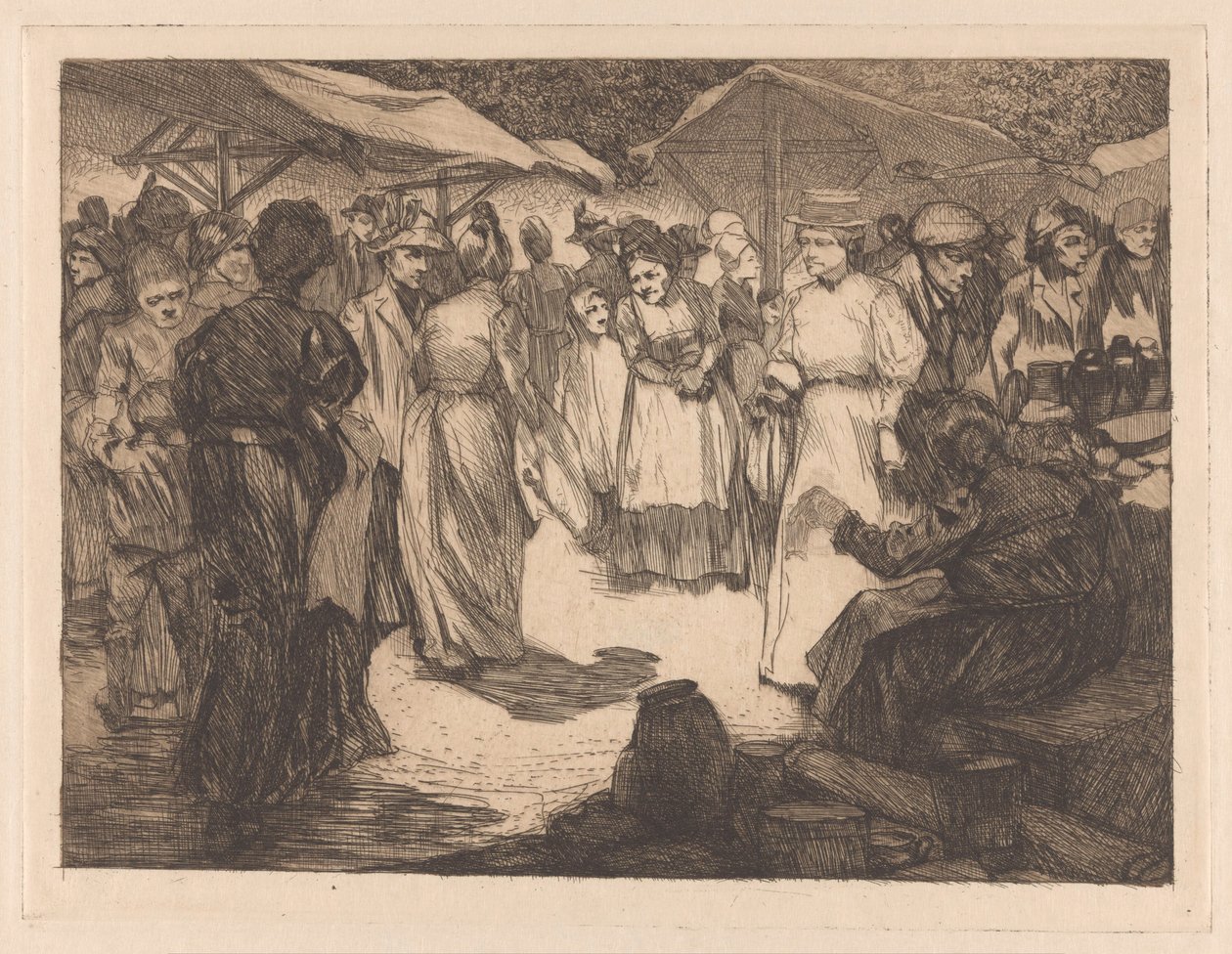 Markedsscene med menn og kvinner av Johannes Josephus Aarts