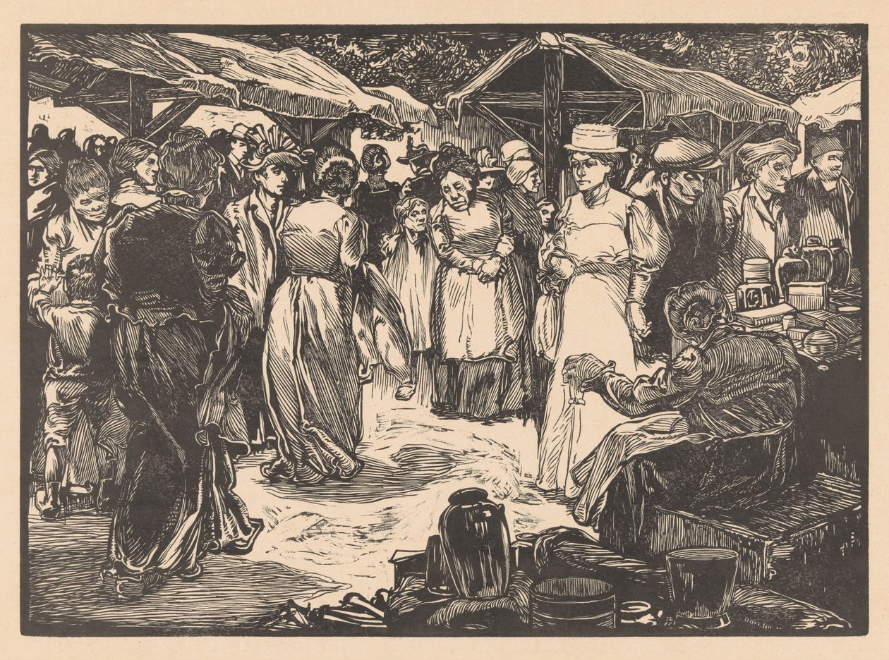 Markedsscene med menn og kvinner av Johannes Josephus Aarts