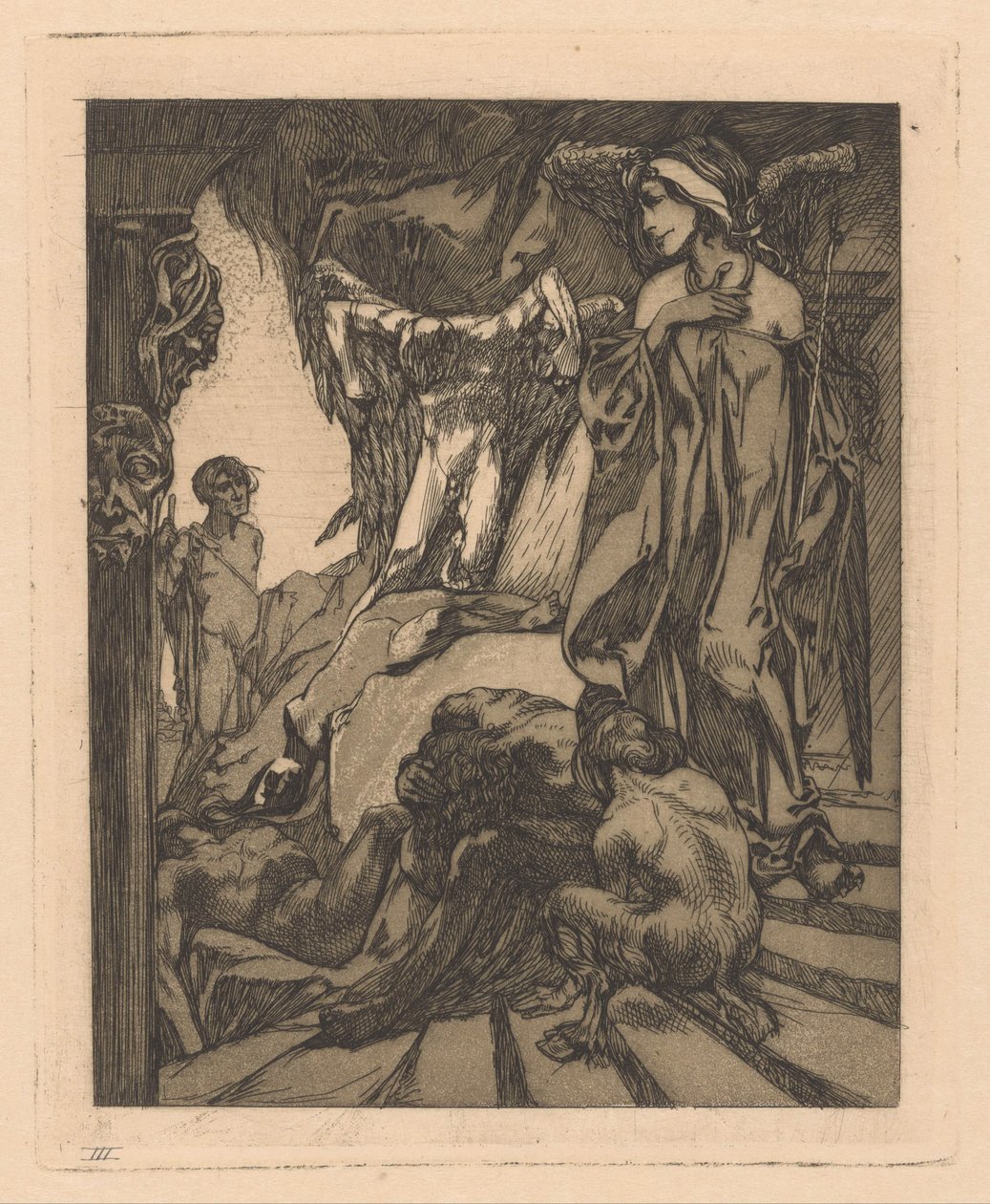 Ødipus og sfinksen Ødipus i hulen ved sfinxen (tittel på objekt) av Johannes Josephus Aarts