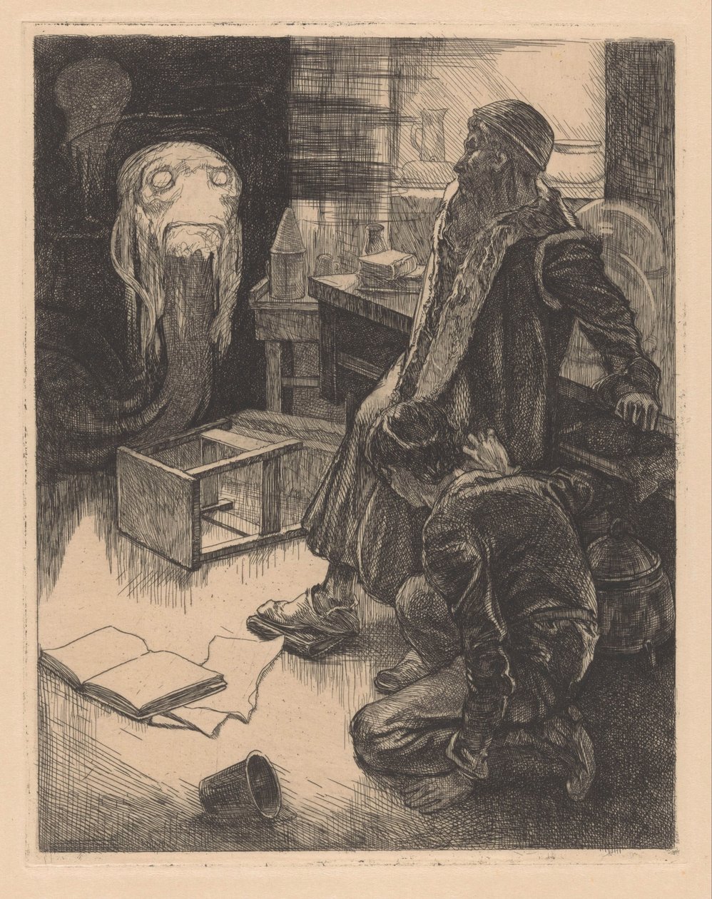 To menn og et monster i et arbeidsrom av Johannes Josephus Aarts