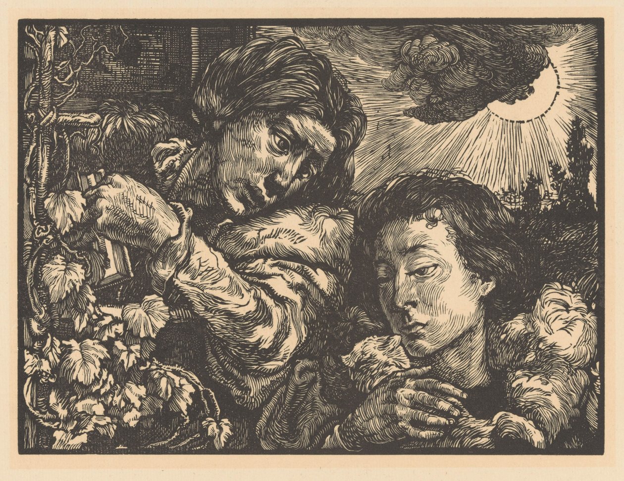 To kvinner ved en vinranke av Johannes Josephus Aarts