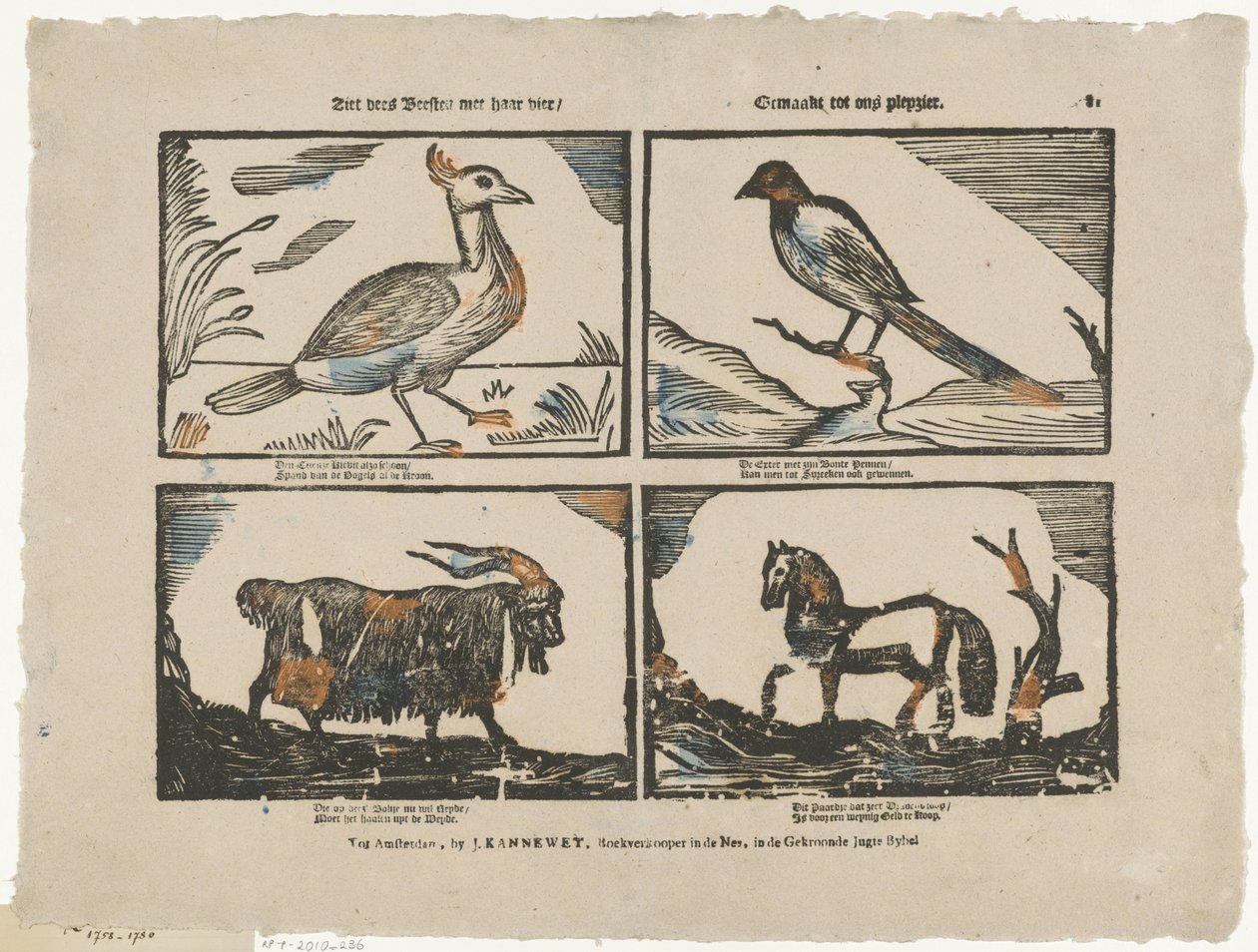 Se disse beistene med sine fire / Laget til vår fornøyelse (tittel på objekt) av Johannes Kannewet (II)