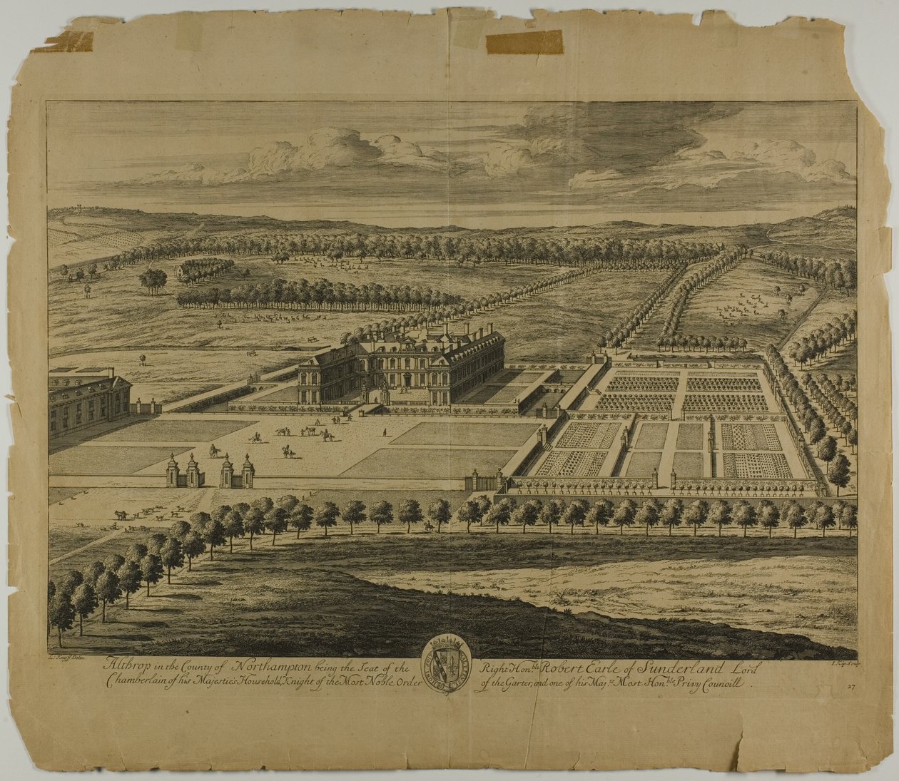 Althrop i fylket Northampton, plate 27 fra Britannia Illustrata av Johannes Kip