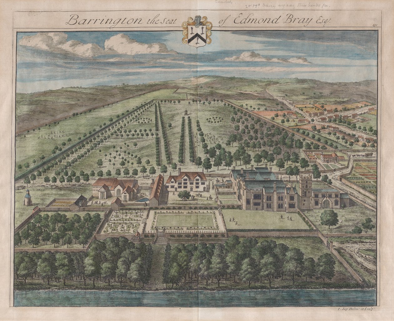 Barrington, The Seat of Edmond Bray, Esq., [1712] gjenutgitt 1768. av Johannes Kip