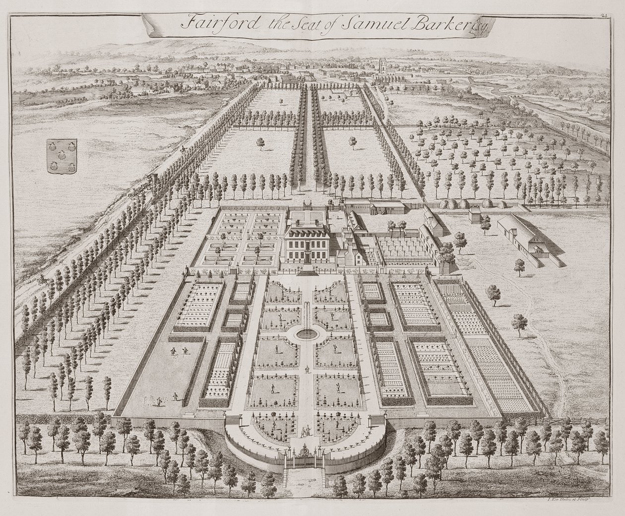 Fairford House, setet til Samuel Barker, fra "Thirty Six Different Views of Noblemen and Gentlemen