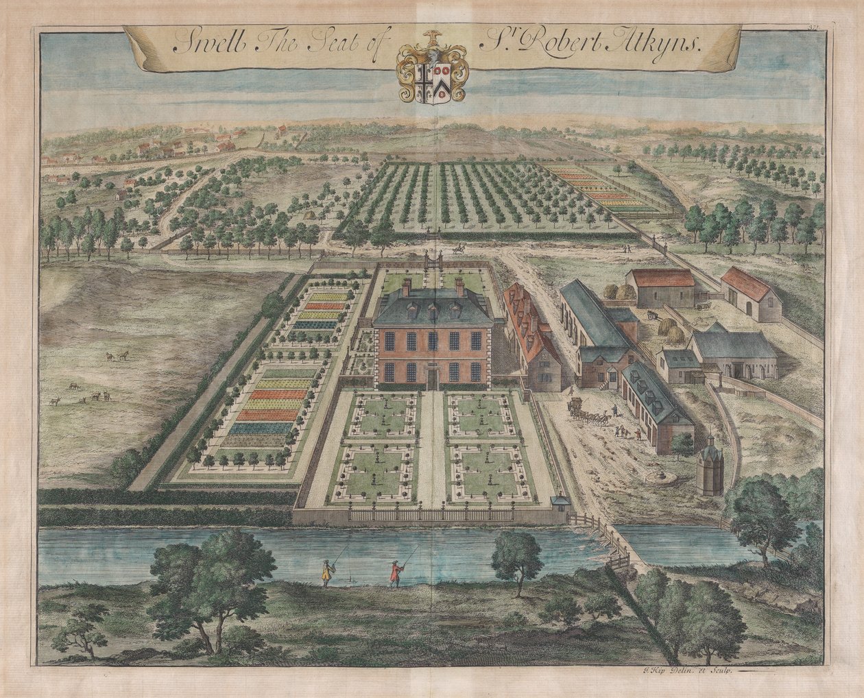 Swell, The Seat of Sir Robert Atkyns, [1712] gjenutgitt 1768. av Johannes Kip
