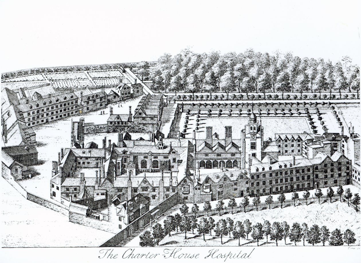 The Charterhouse Hospital, ca. 1720 av Johannes Kip