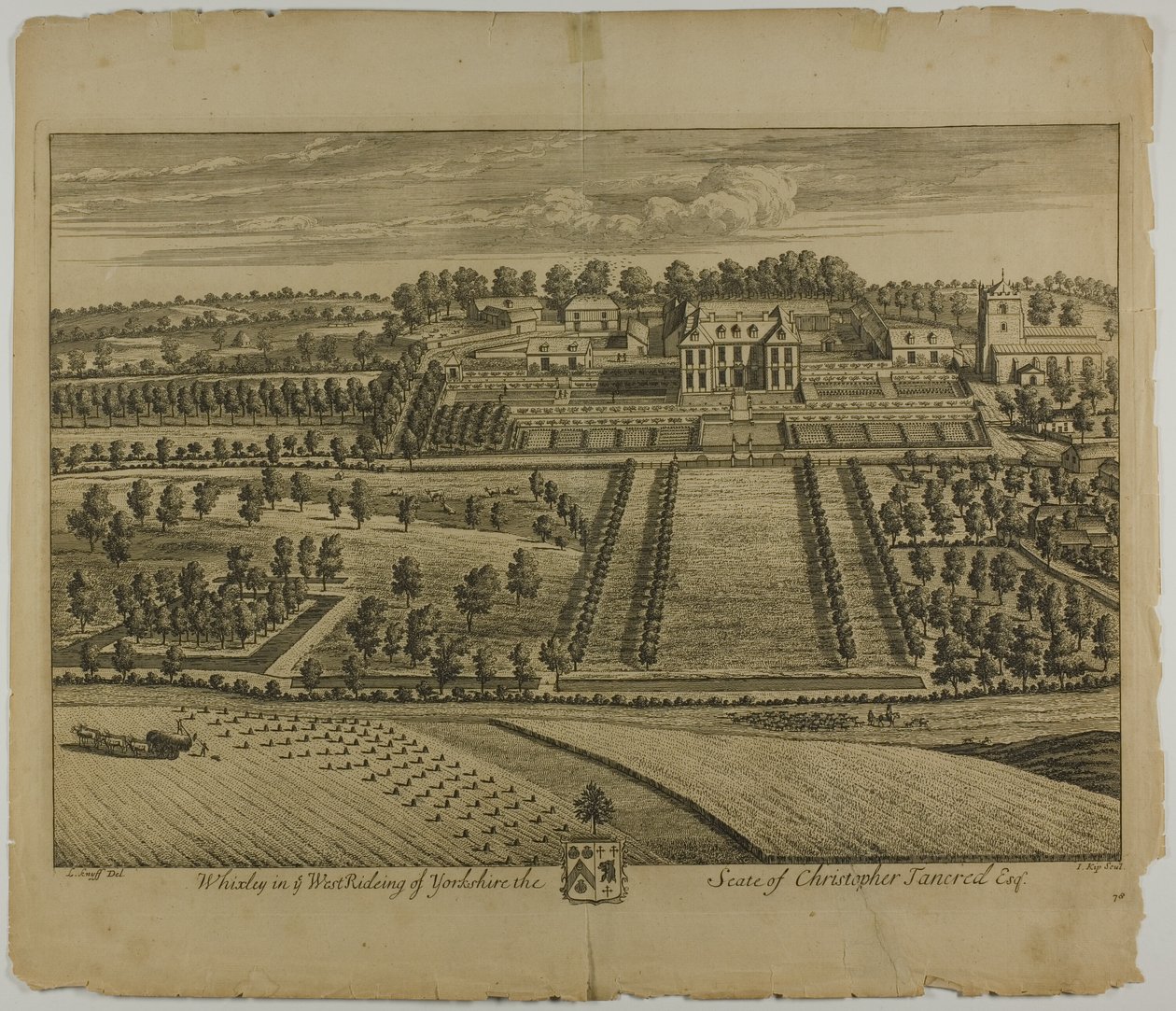 Whixley, plate 78 fra Britannia Illustrata av Johannes Kip