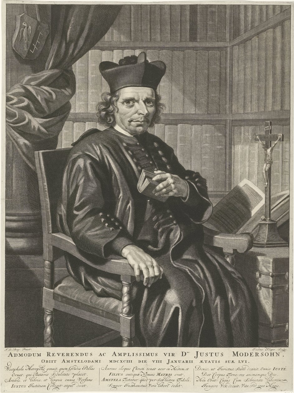 Portret van de pastor Justus Modersohn The Rightly Reverend and Greatest Man Mr. Justus Modersohn, døde i Amsterdam 8. januar 1893 i en alder av 15 år (tittel på objekt) av Johannes Klopper