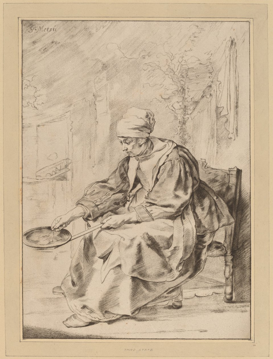 Pannekakekvinne, 1768. av Johannes Kornlein