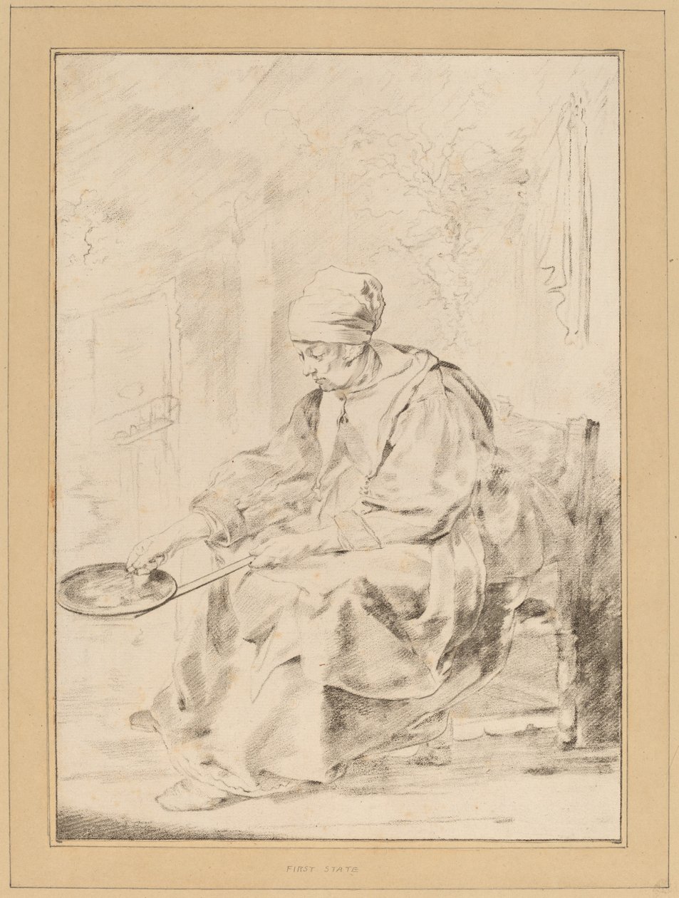 Pannekakekvinne, 1768. av Johannes Kornlein