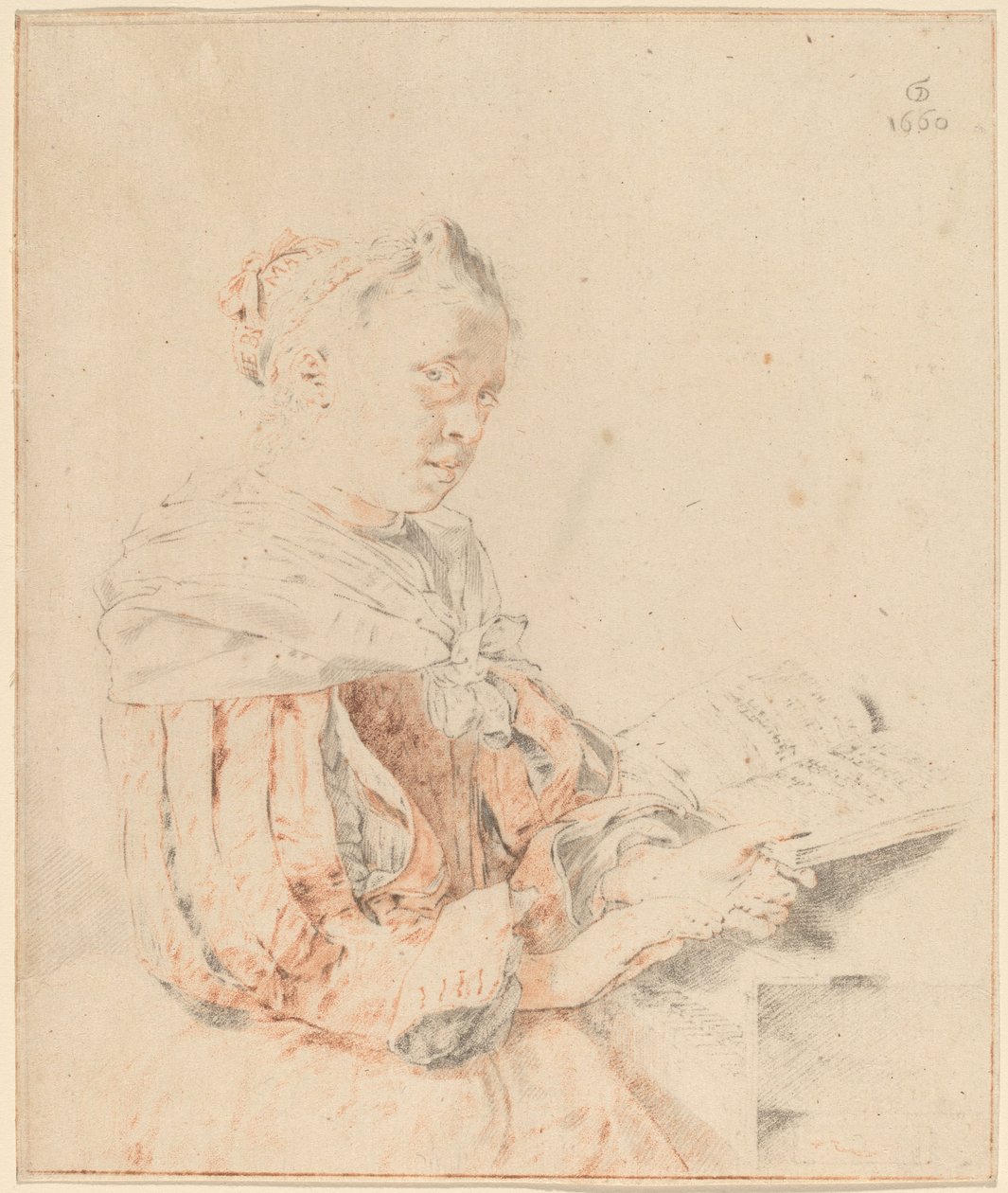 Ung jente ved tastaturet, 1767. av Johannes Kornlein