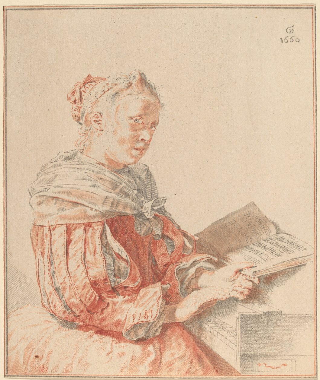 Ung jente ved tastaturet, 1767. av Johannes Kornlein