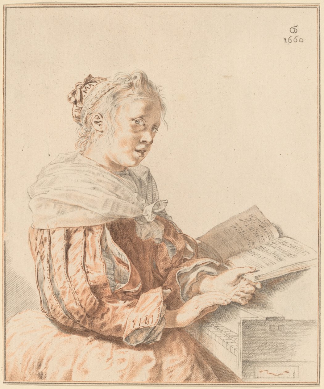 Ung jente ved tastaturet, 1767. av Johannes Kornlein