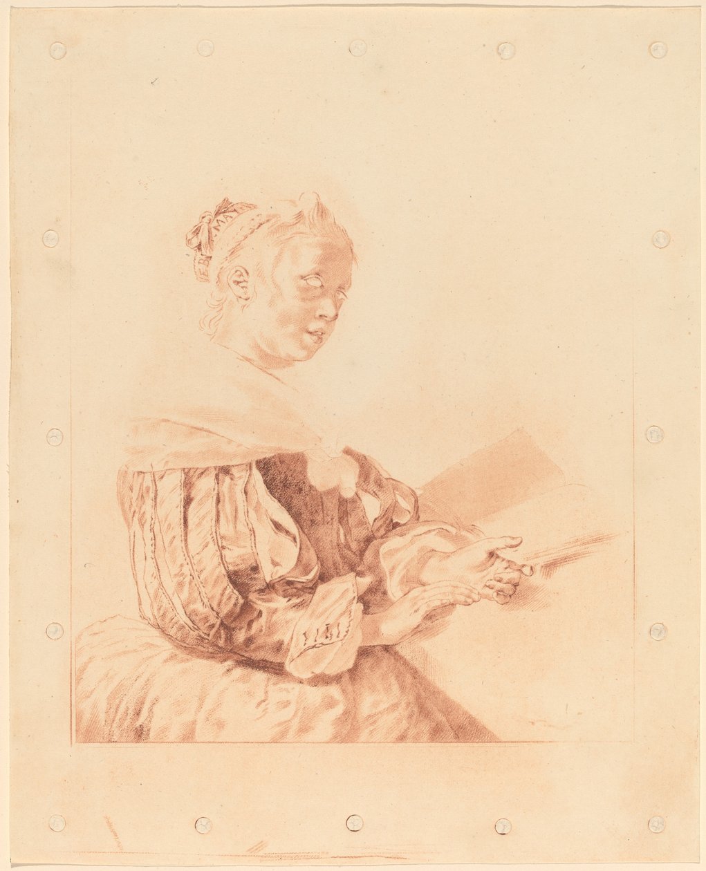 Ung jente ved tastaturet, 1767. av Johannes Kornlein