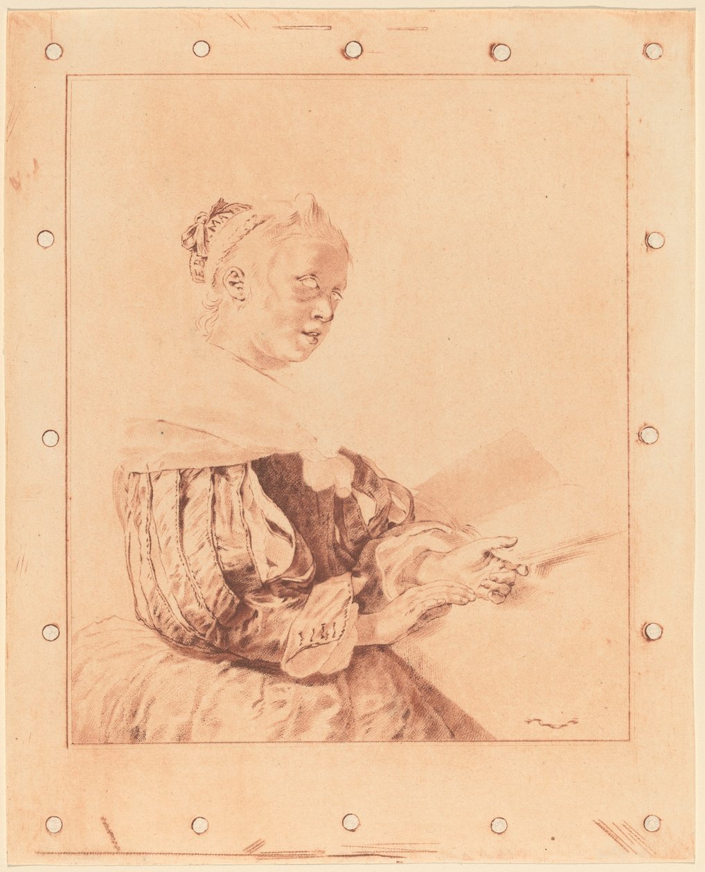 Ung jente ved tastaturet, 1767. av Johannes Kornlein