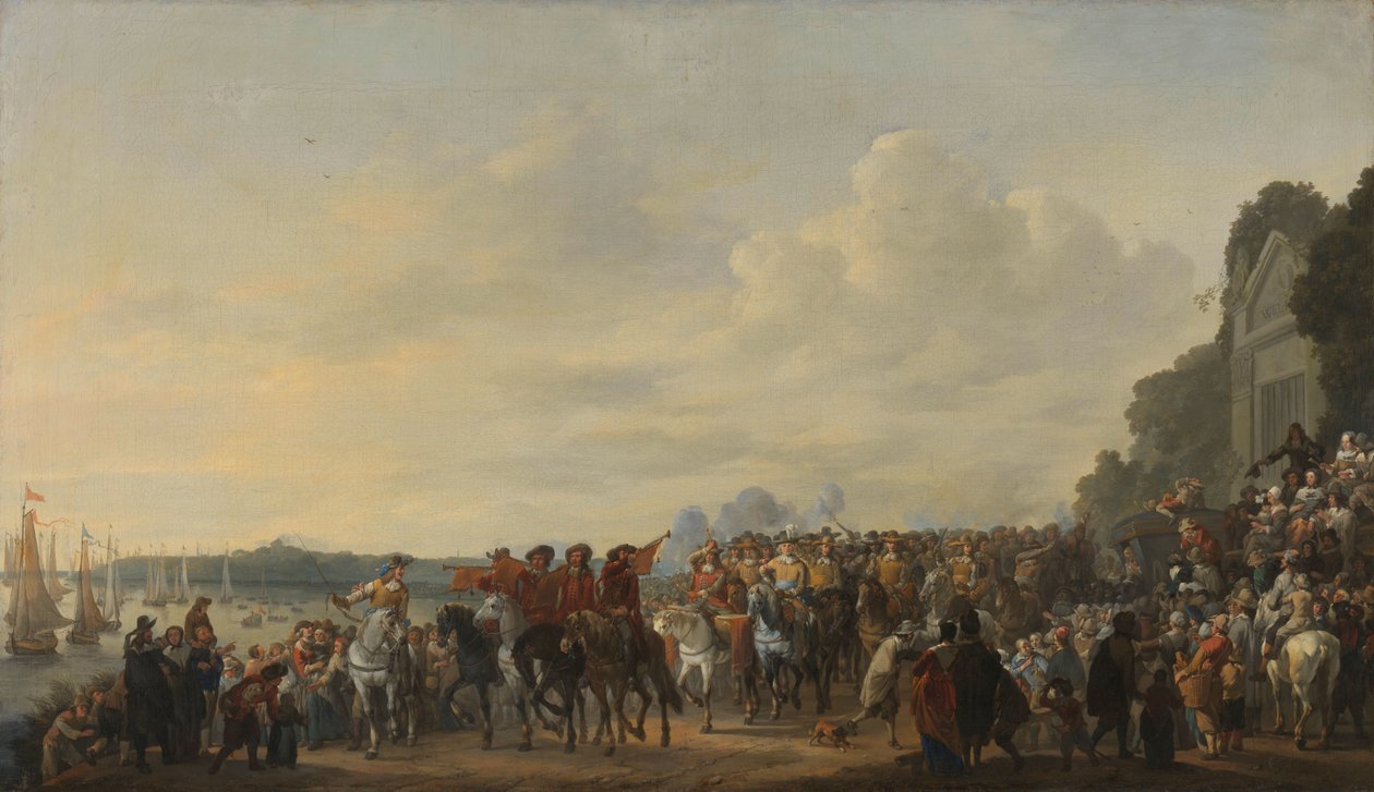 Prins William IIs ankomst til Estate Welna på Amstel under angrepet på Amsterdam 31. juli 1650 av Johannes Lingelbach