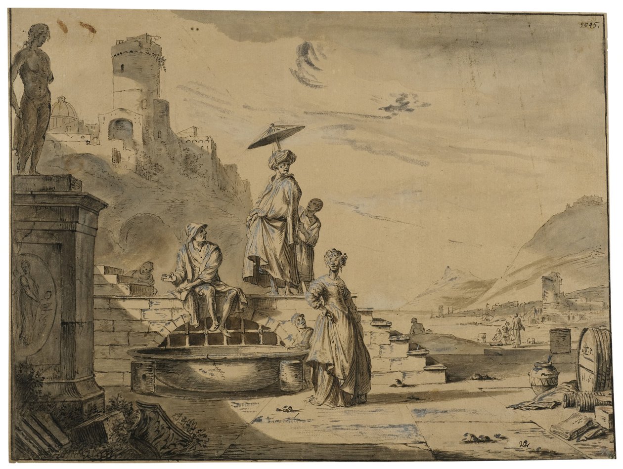 Havnescene av Johannes Lingelbach