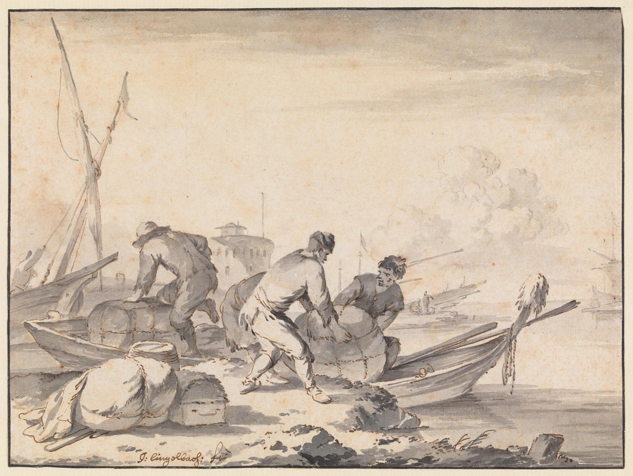 Italiensk havn av Johannes Lingelbach