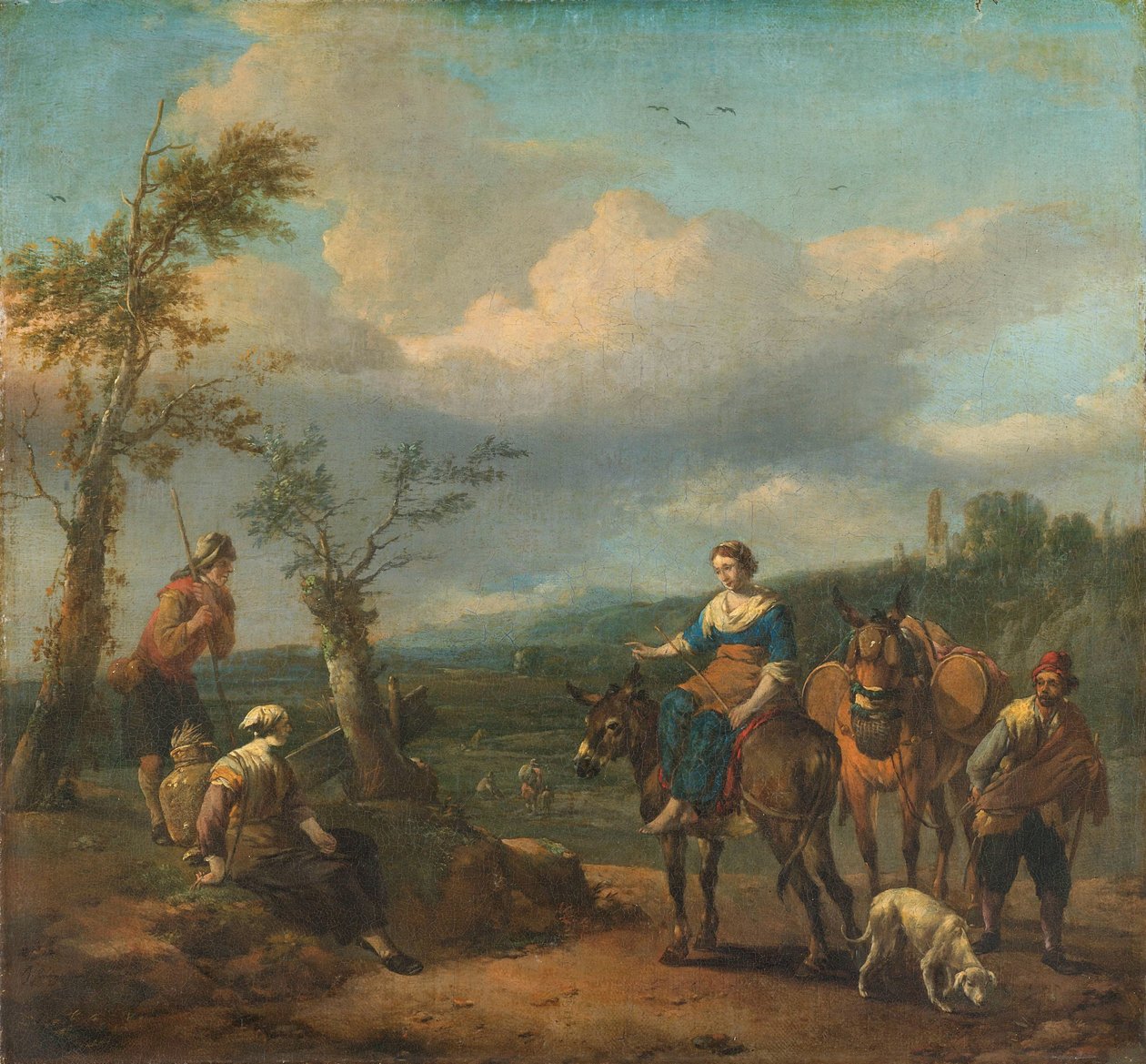 Italiensk landskap med figurer av Johannes Lingelbach