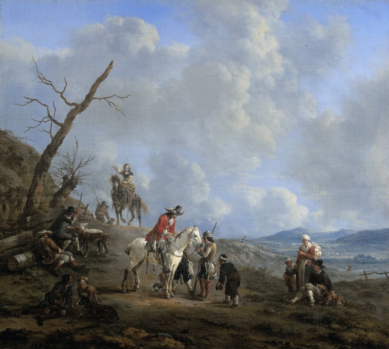 Landskap med ryttere, jegere og bønder av Johannes Lingelbach
