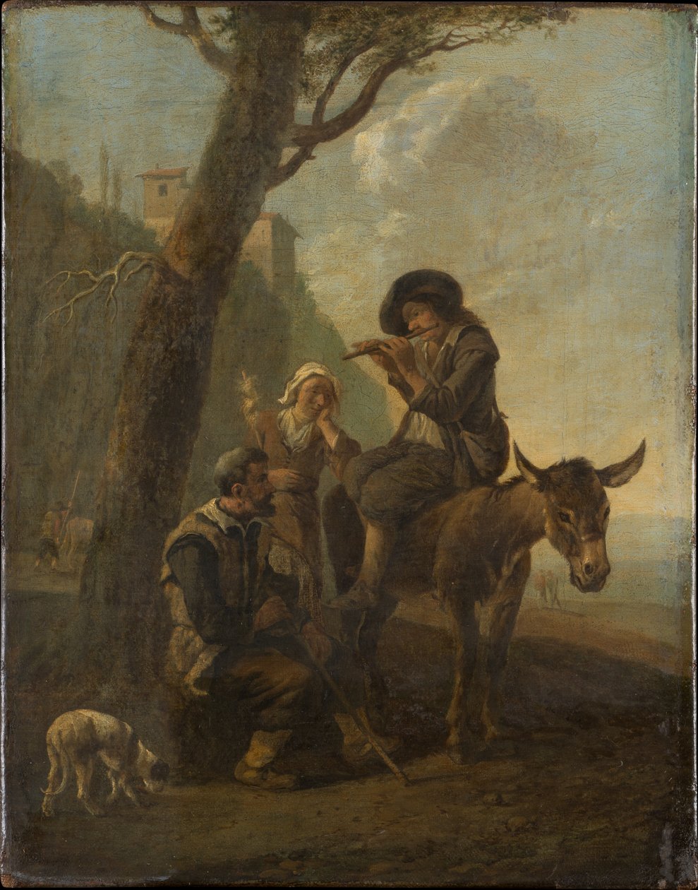 Romersk gjeterfamilie som hviler under et tre av Johannes Lingelbach
