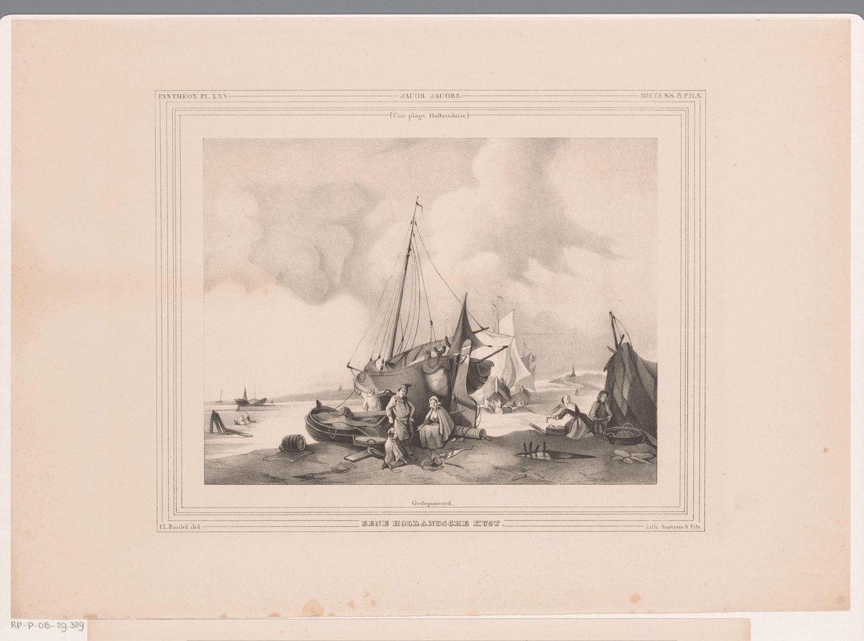 Hollandse kust met boten en mensen Eene Hollandsche kust (title on object)   1374620   no       norwegian Successfully Translated  Original: Phineus verstoort de bruiloft van Perseus en Andromeda Phineus Andromedae in nuptijs pugnam concitat (title on obje av Johannes Lodewijk Riedel