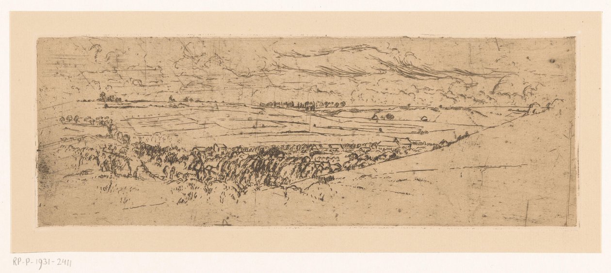 Bølgende landskap med landsby av Johannes Löhr